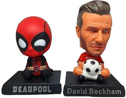 Daiyamondo Deadpool With Football Player David Beckham Big Size Bobble Head - Action Figure Moving Head Bobblehead Spring Dancing PVC Bobble Spring Dancing Doll Toy Car Dashboard Bounce Toys for Car Interior Dashboard
