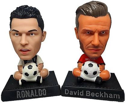 Daiyamondo Both Football Player Ronaldo and David Beckham Big Size Bobble Head - Action Figure Moving Head Bobblehead Spring Dancing PVC Bobble Spring Dancing Doll Toy Car Dashboard Bounce Toys for Car Interior Dashboard
