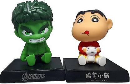 Daiyamondo Avenger Hulk With Shin Chan With Dog Big Size Bobble Head - Action Figure Moving Head Bobblehead Spring Dancing PVC Bobble Spring Dancing Doll Toy Car Dashboard Bounce Toys for Car Interior Dashboard
