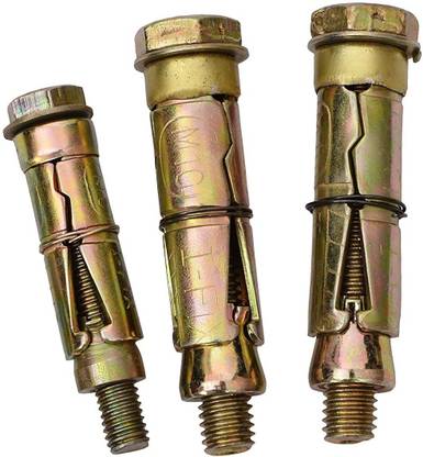 GSK Cut Wall Anchor Bolt Fastener Size M6, M10, M12 Rust-Proof Rawal bolt for Concrete Walls(Pack of 18 Pcs) Hex Nut Sleeve Anchor