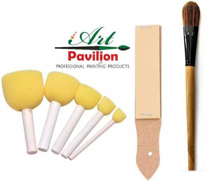 ART PAVILION The Pingaksho Artpavillion Combo Pack OF 7pcs.It contain 1pack of five Dabber shading Sponge,1Pack of sand paper and 1pcs Bleanding brush