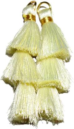 Fashionhaat Cream Color Latkan Silk Thread in Three layer Suitable For suit Kurti Gown Saree Blouse Dupatta Lehenga set of 1 Pair Brooch