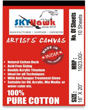 SKYHawk 16 Inch x 20 Inch Cotton Medium Grain Canvas Pad (Set of 10)