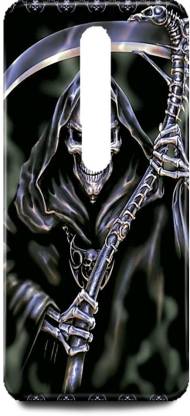 Entio Back Cover for Nokia 6.1-TA1089- Skulls Skulls with fire skulls with black jacket skulls brain fire