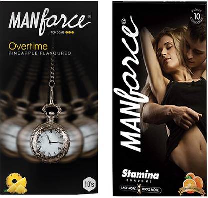 MANFORCE OVERTIME PINEAPPLE, ORANGE STAMINA 10S EACH PK OF 2 Condom