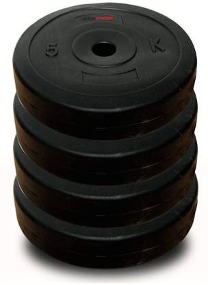 FBX 20 kg 20kg PVC Weight Plates (5kg x 4) Black For Home Gym & Dumbbells Home Gym Combo
