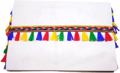 हरियानीलेस Multi colour lace with multicolor tassels MULTI color pompom tassels dupatta saree लेस रील