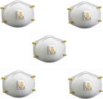 3M 8511 N95 Cup Shape White Particulate Respirator with Valve - Pack of 5