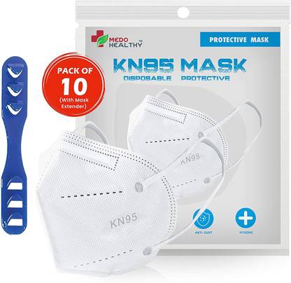 medohealthy Mask, FDA and CE Approved, Super Breathable Face Mask (Non Woven Fabric, White Colour)(With Head Mask Extender) KN95 Mask, Equivalent to N95 Mask, FDA and CE Approved Reusable, Washable