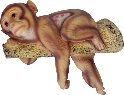 WONDERLAND Monkey hanging from tree for garden Decorative Showpiece  -  27 cm