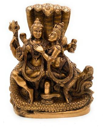 Bhunes Brass Shiva And Parwati Idol | Shiv Parvati Brass Statue | Brass Shiva Parvati | Brass Shiv Parivar | Shivshankar Parvati | Murti | Idol |Statue Decorative Showpiece  -  25 cm