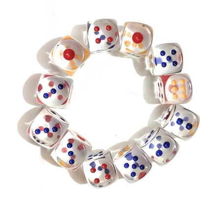 ARNIYAVALA Transprent Dice with Multi Colour Dots - Transparent Dice Acrylic Gambling Game Playing Square Corner Dice Set Board Game Accessories