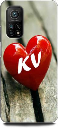 INDICRAFT Back Cover for Mi 10T K V, K LOVES V, NAME, LETTER, ALPHABET, KV LOVE, HART, BLUE