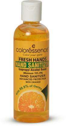 COLORESSENCE Alcohol Based Instant  Rub-In Gel Formula, Orange 100ml Hand Sanitizer Bottle