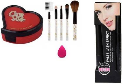 TYA Gen-II TYA Cute Style Professional makeup kit With Makeup Brush , Menow Puff & ( 3IN1 )Eyeliner, Mascara, Eyebrow Pencil