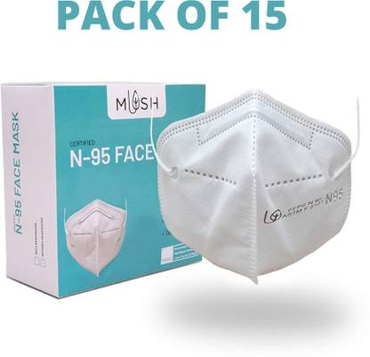mush N95- Soft, Comfortable, Reusable Face Mask Without Respirator Valve (Free size, Pack of 15)