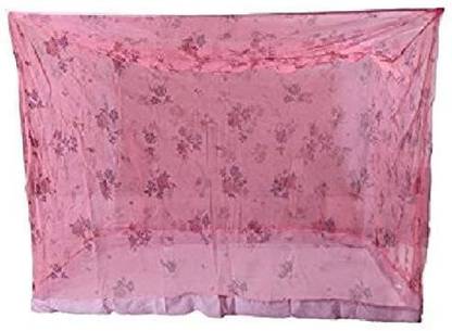 Perryn Polyester Adults Washable Homecenter Good Times Mosquito Net Medium Size Bed Single Bed Pink Printed Heavy Quality Polyester Soft Net Mosquito Net