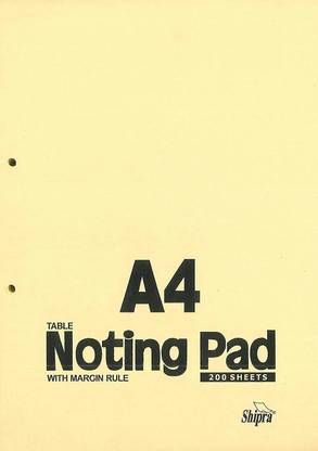 Shipra 75 GSM Noting Pad A4 Note Pad Single Lines Ruled 200 Pages