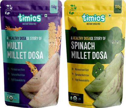 Timios Organic Multi Millet adn Spinach Millet Dosa Mix-Combi Pack 300 g