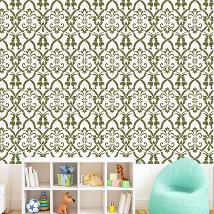 Arhat Floral wallpaper pattern ASR-E747 Glossy PVC Resuable Wall Stencils (Size: 14X18 inches) Stencil