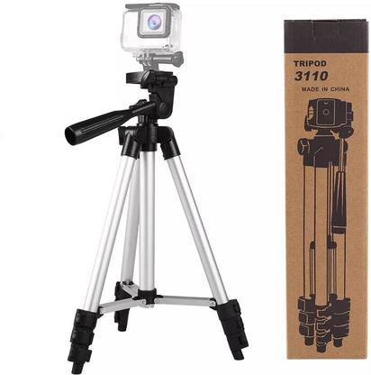 Klat Su 3110 Tripod Taka-Tak/Snack Video|Josh/Moj|Ticktock|Likee Mobile Phone Tripod Stand With Mobile Clip Holder Bracket, Light Weight, Portable & Foldable 3-Way Head Compatible for Mobile Phones & (SLR/DSLR ) Tripod