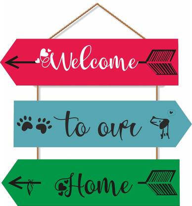 Crafts World Welcome To Our Home Wall Hanging Board Plaque Sign for Room Decoration