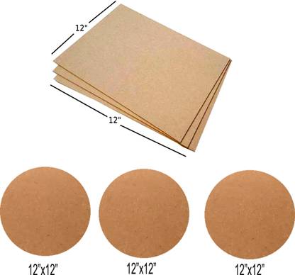 MAANSARU Wood MDF Board Sheets, 3 Circle & 3 Rectangle Shape, 2mm Thickness, Size 12X12 inch - Pack of 6 Ash Japanese Wood Veneer (30 cm x 30 cm) Ash Japanese Wood Veneer (30 cm x 30 cm) Ash Japanese Wood Veneer