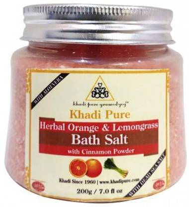 Khadi Pure Herbal Orange & Lemongrass Bath Salt with Cinnamon Powder
