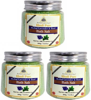 Khadi Pure Lavender & Basil Bath Salt - 200g (Set of 3)