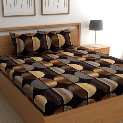CHHAVI INDIA Microfiber Double Flat 120 TC Printed Bedsheet