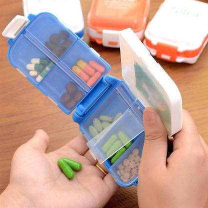 PDL 30 DAYS FOLDING PILL BOX 8 COMPARTMENTS AIR TIGHT Pill Box