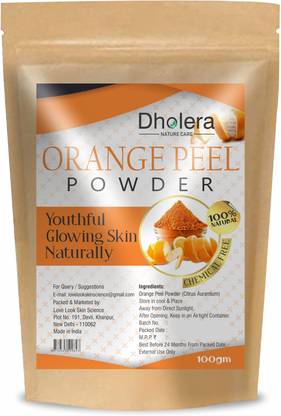 धोलेरा Orange Peel Powder For Glowing Skin & Removing Pimples, Scars & Boosten Collagen