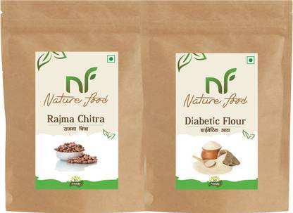 Nature food Best Quality Rajma Chitra (1kg) & Diabetic Flour (1kg ) Combo