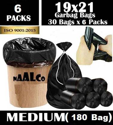 HAWK MART GARBAGE BAG BLACK PACK OF 5 ROLL Medium 15 L Garbage Bag  Pack Of 150