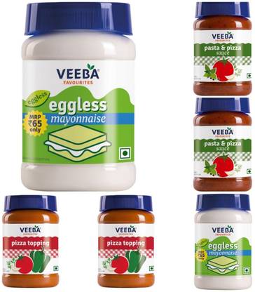 VEEBA EGGLESS MAYONNAISES+PASTA AND PIZZA SAUCE+PIZZA TOOPING (PACK OF 6*)