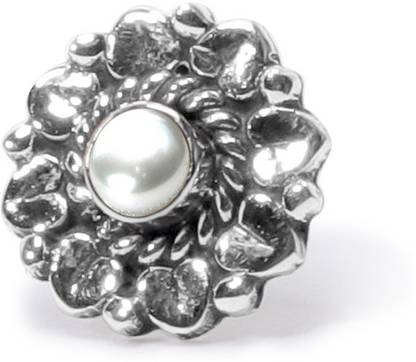 jsaj Pearl Sterling Silver Plated Sterling Silver Nose Stud