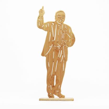 The Creative Club Beautiful Handmade Wooden Indian Freedom Fighter Subhash Chandra Bose Statue Perfect for Decorations and Gifting Purposes Decorative Showpiece  -  29 cm