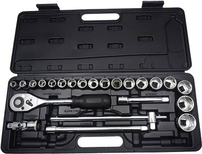 Venus hand tools Chrome Vanadium Steel Blow Molding Box Socket Set (Black, 23-Pieces) Socket Set