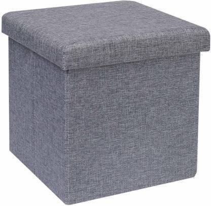 FRDE Foldable Storage Ottoman Footrest Toy Box Coffee Table Stool Cum Sitting Stool Basket Cubes Organizer Containers with Lid Living & Bedroom Stool Stool