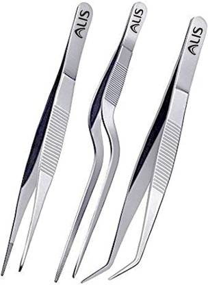 ALIS PROFESSIONAL Small Kitchen Tweezers with Precision Serrated Tip Stainless Steel Small Kitchen Tweezers with Precision Serrated Tip - Chefs Food Tweezer for Precise Plate Detailing, Durable & Sturdy Tweezers – Non-Slip with Ergonomic Design (6.3” inch) 16.002 cm Serving Tongs