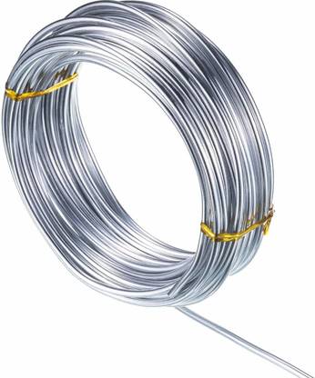 DILNAZ ART 32.8 Feet Copper Aluminum Wire, Bendable Metal Craft Wire for Making Dolls Skeleton DIY Crafts (Silver, 3 mm Thickness)