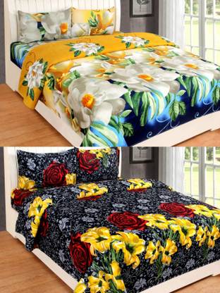 VORDVIGO 150 TC Polycotton Double 3D Printed Flat Bedsheet
