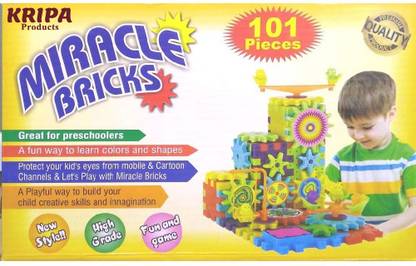 kripa 101 Miracle Blocls - Electronic Gears & Blocks 101 Pcs Bricks Set Connect Rotating Working Building Blocks Motor