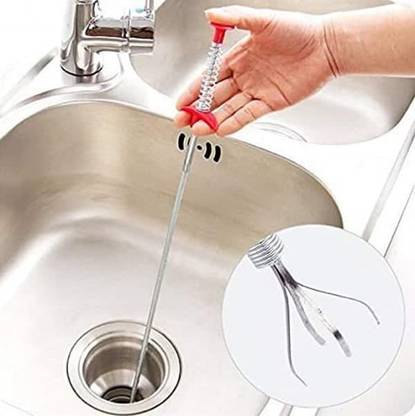empire corporation Stainless Steel Hair Catching Drain Cleaner Wire Spring Sink Cleaning Stick | Sink Cleaning Stick Catchingl Overflow Clog Water Pipe Snake Unblocked Kitchen Bath Rod Remover Multi-purpose Plunger