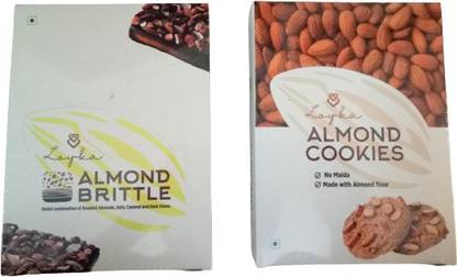 loyka Almond Brittle Classic Box - (12 Pieces x 16.66 gm -200 GMS) andNutty Almond Cookies - No Maida Added ( 216 Grams, 12 Pieces) Combo