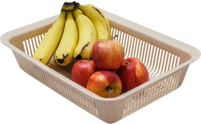 Tidy Up! Vegetable Net Tray Storage Basket Organizer for Jars, Bottles, Fruits, Vegetables, Utensils (Beige) फल और सब्जी की टोकरी
