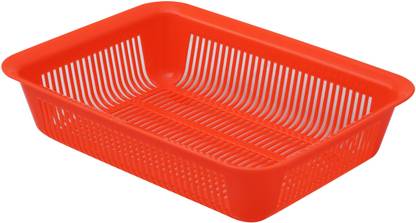 Tidy Up! Vegetable Net Tray Storage Basket Organizer for Jars, Bottles, Fruits, Vegetables, Utensils (Orange) Plastic Fruit & Vegetable Basket