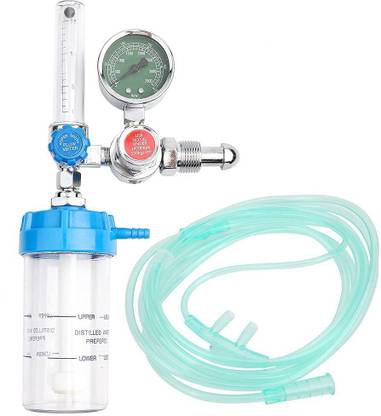 WildCard India Household Oxygen Flowmeter Regulator, Oxygen Inhaler Reducer Regulator Type Pressure Reducing Valve Regulator G5/8 BSPP Thread,for Oxygen and Hypoxic Patients Covid-19 Wall Mount Oxygen Cylinder Holder