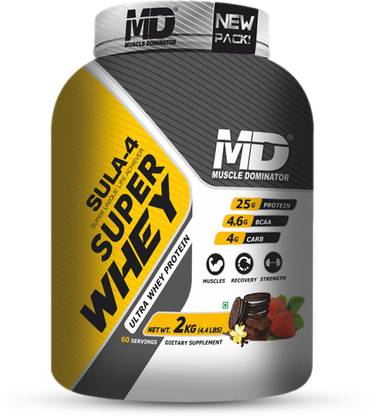 Muscle Dominator Sula-4 Series, Super Whey, Ultra Whey Protein Powder, No Sugar (Café Latte, 2 Kg) Whey Protein
