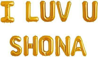 Offer99 Solid "I LUV U SHONA" Name Decoration Letter Foil Balloon For Birthday/Celebration/Surprise/Wedding Party Letter Balloon Letter Balloon